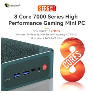 Beelink mini pc ultracompacta SER6PRO Ryzen™7 7735HS (carcasa metálica) - Memoria 32GB - 500 GB SSD